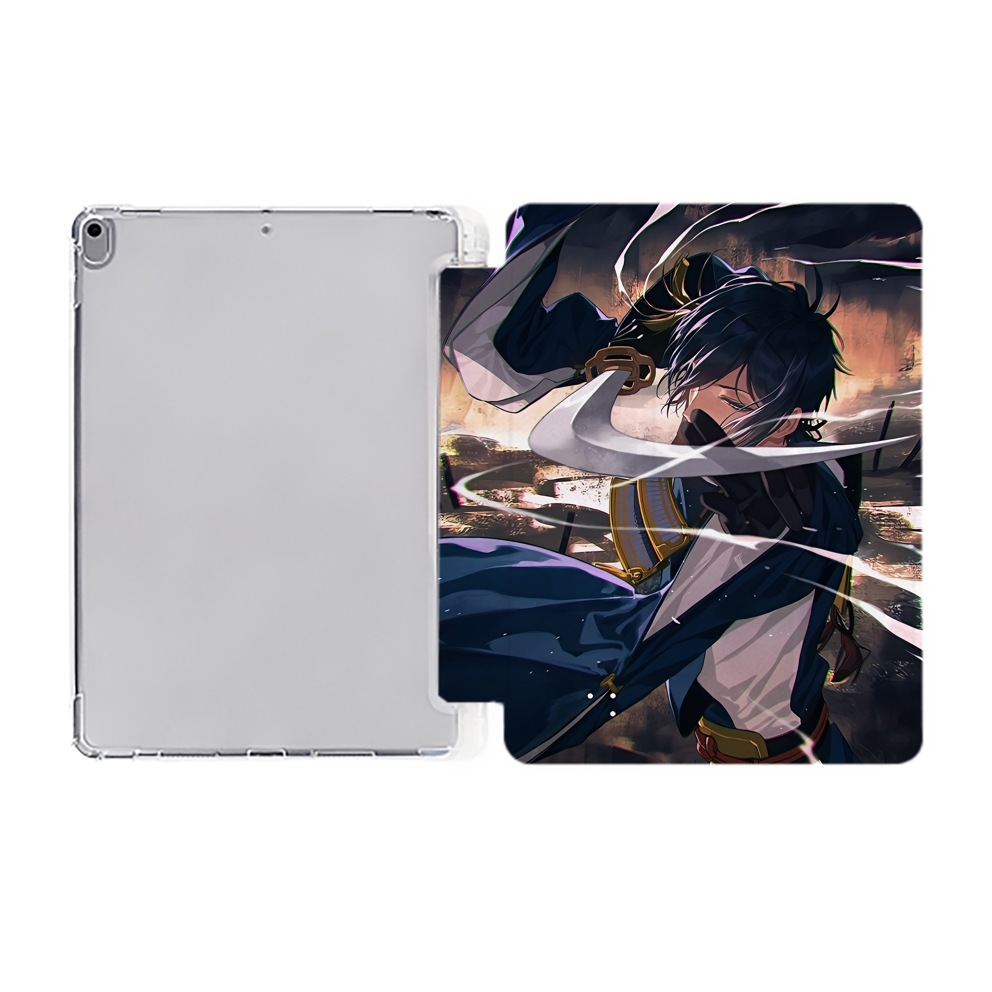 刀剣乱舞 Touken Ranbu IPad ケース ペン収納付き 三つ折りスタンド PUレザー×シリコン 対応機種9.5/10.5/10.9インチ